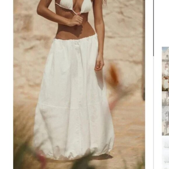 NWT ZARA NYLON BALLOON MIDI SKIRT WHITE - Picture 5 of 6